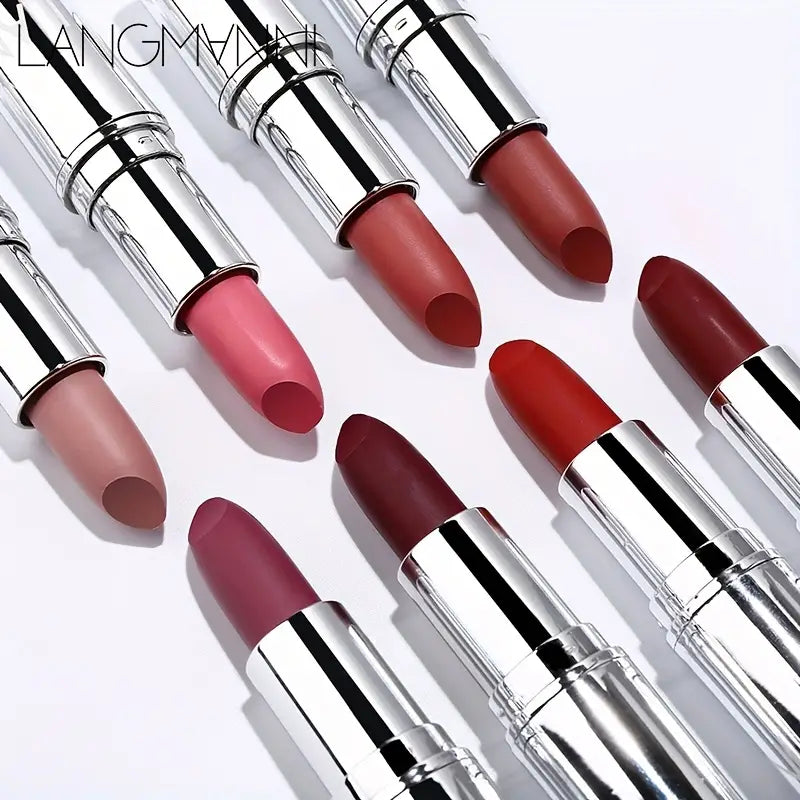 8-Color Velvet Matte Lipsticks - Waterproof & Moisturizing